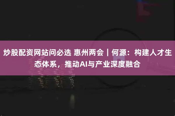 炒股配资网站问必选 惠州两会｜何源：构建人才生态体系，推动AI与产业深度融合